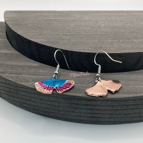 🌸Boho Ginkgo Leaf colorful Drop Earrings🌸 - Picture 6 of 13